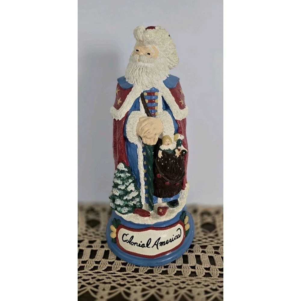 Colonial America Santa Figurine AU99 Patriotic Christmas Statue Vintage Decor